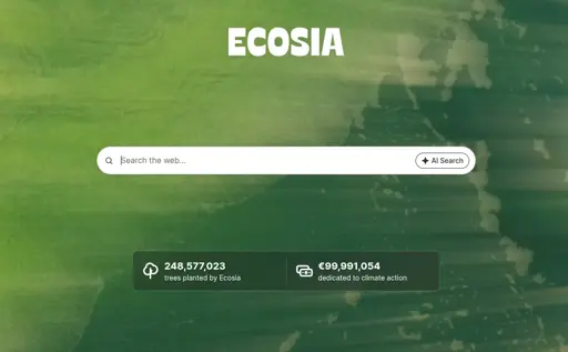 captura do site Ecosia.org