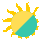 Gif inspirado na bandeira solarpunk feita pelo Owen Biesel. Um sol, dividido diagonalmente nas cores amarelo, no canto superior esquerdo, e verde, no canto inferior direito, tem raios de sol girando no sentindo anti-horário. Ao passarem pelo lado verde, os raios viram dentições de uma engrenagem e ao voltar ao amarelo, tornam a ser raios de sol.