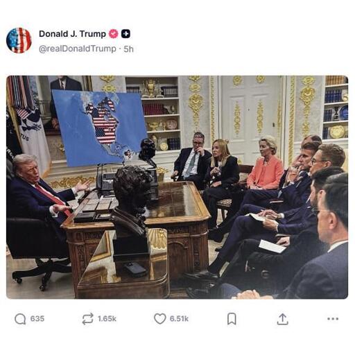 Imagem manipulada por IA postada por Trump.