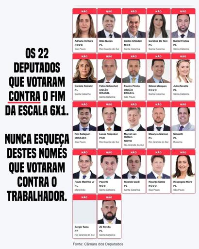 Adriana Ventura (Novo-SP), Bibo Nunes (PL-RS), Carlos Chiodini (MDB-SC), Caroline de Toni (PL-SC),Daniel Freitas (PL-SC), Daniela Reinehr (PL-SC), Fabio Schiochet (União-SC), Fausto Pinato (União-SP), Gilson Marques (Novo-SC), Julia Zanatta (PL-SC),, Kim Kataguiri (Missão-SP),Lucas Redecker (PSD-RS), Marcel van Hattem (Novo-RS), Mauricio Marcon (PL-RS), Nicoletti (PL-RR), Paulo Marinho Jr (PL-MA), Pezenti (MDB-SC), Ricardo Guidi (PL-SC), Ricardo Salles (Novo-SP), Rosangela Moro (PL-SP), Sérgio Turra (PP-RS), Zé Trovão (PL-SC).
