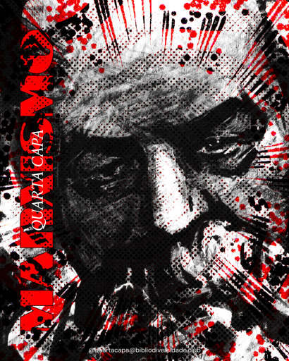 Ilustração preta e branca de Marx estilizada com retículas vermelhas. Na lateral esquerda o titulo "Marxismo". 